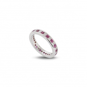 White Gold Ruby & Diamond Full Eternity Ring
